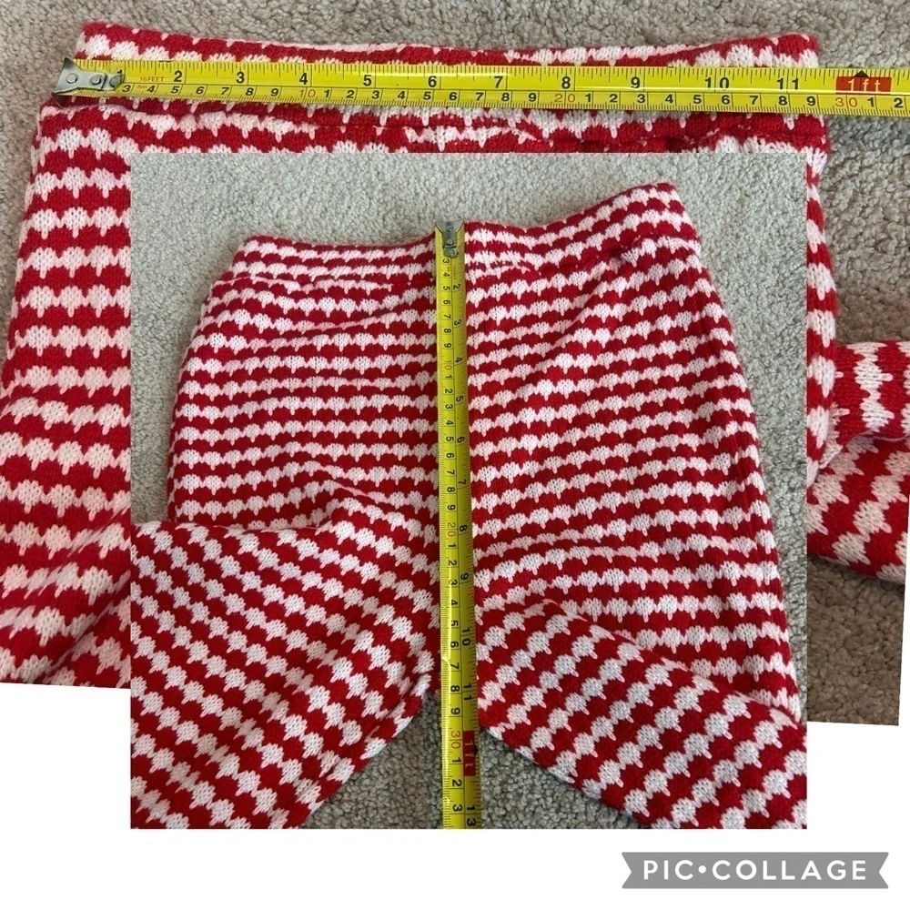 Zara red white knit cropped peep hole halter top flare pants set NWOT stretchy🔥 - Picture 7 of 9